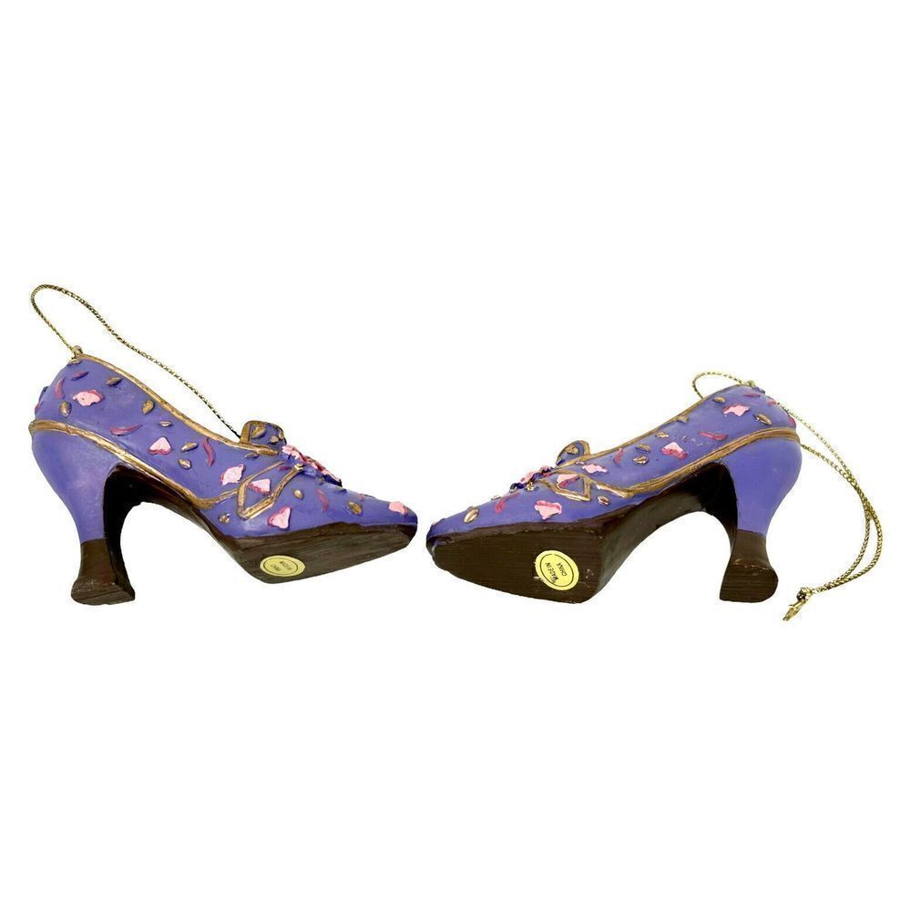 2 Vintage Victorian Pink Heeled Shoes Christmas Holiday Ornaments - Picture 3 of 6
